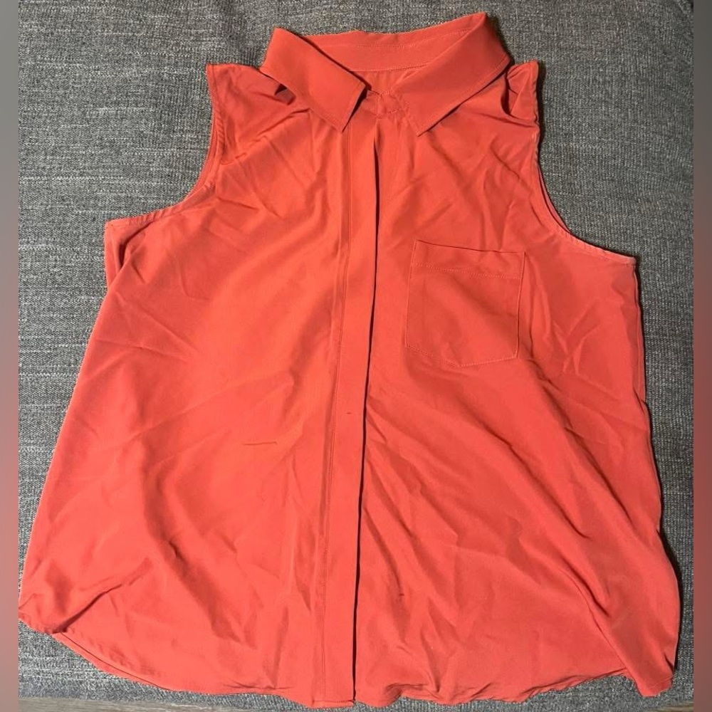 Sleeveless Coral Button-Up Blouse